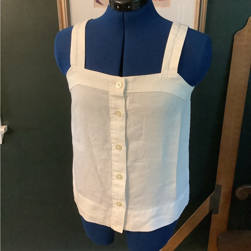 VGUC Everlane Button-Front Picnic Top in White Linen